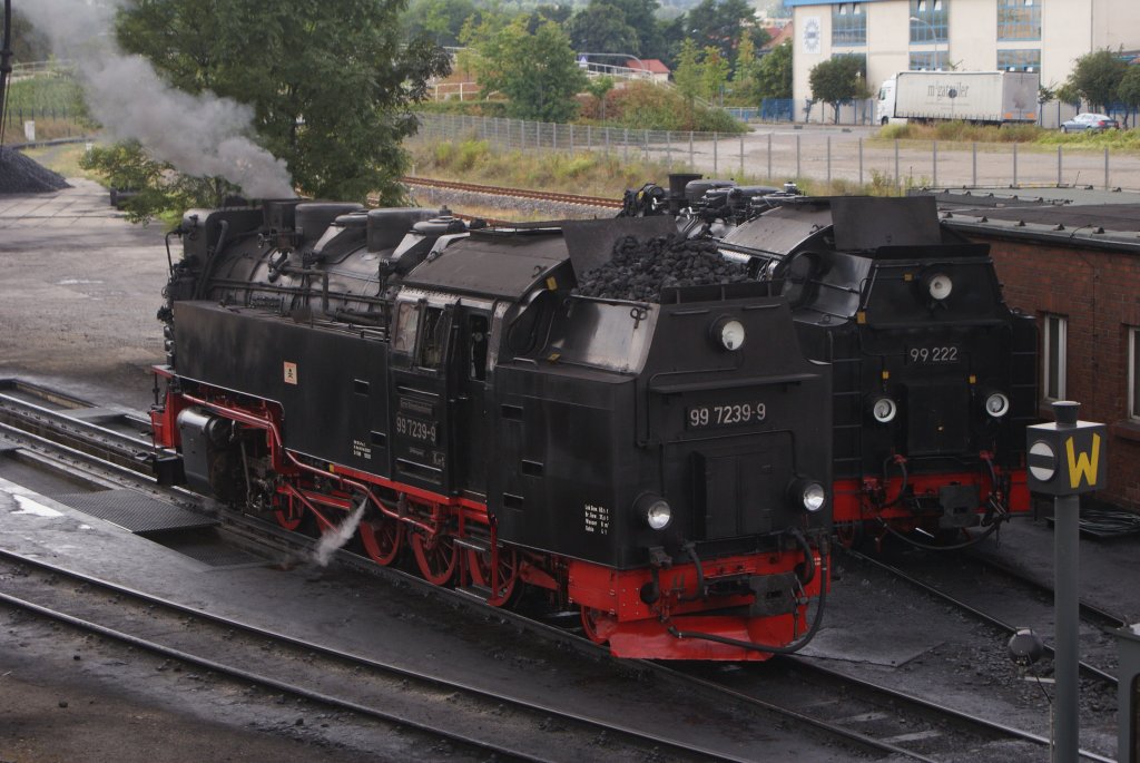 99 222 und 99 7239-9 stehen stehen in Wernigerode am 08.08.2010