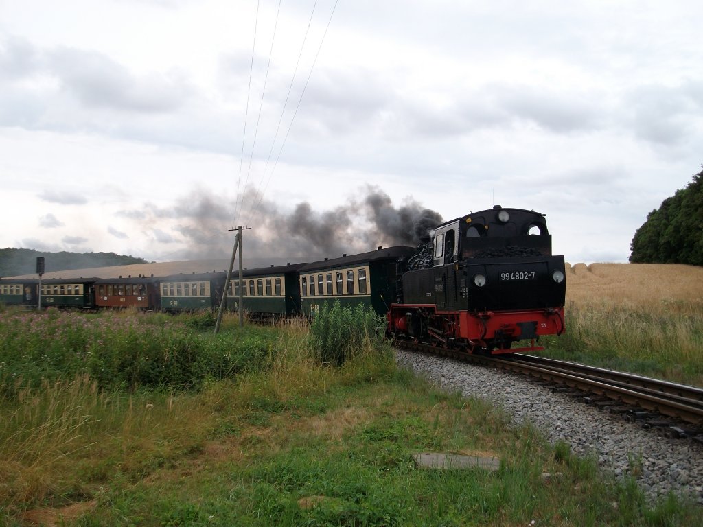 99 4802 mit dem P 107 Lauterbach Mole-Ghren am 24.Juli 2010 bei Serams.