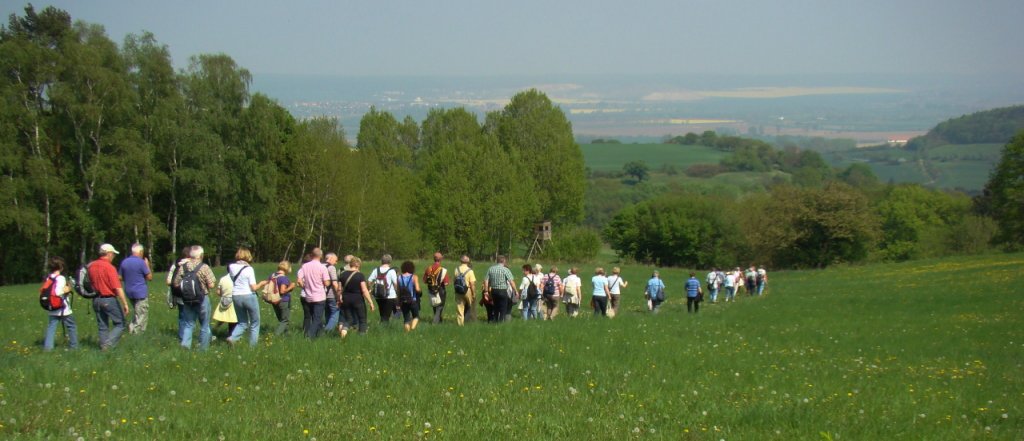 Am Nachmittag wanderten die vielen Fahrg�ste des 1.  Unstrut-Schrecke-Express  aus dem Schrecke Wald zur�ck nach Donndorf; 01.05.201 (Foto: G�nther G�bel)