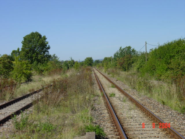 Ausfahrtsgleis Richtung Gehofen, im Bf Donndorf; 09.09.2004 (Foto: Carsten Klinger)