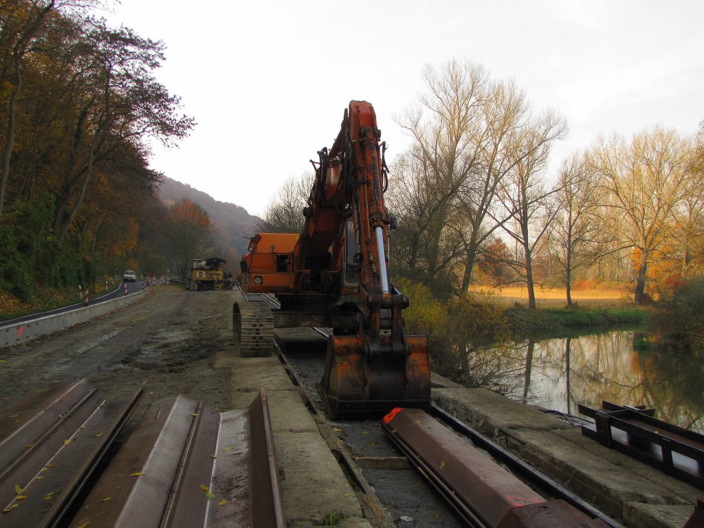 Bauarbeiten w�hrend der Streckenruhe zwischen Laucha und Balgst�dt; 06.11.2011
