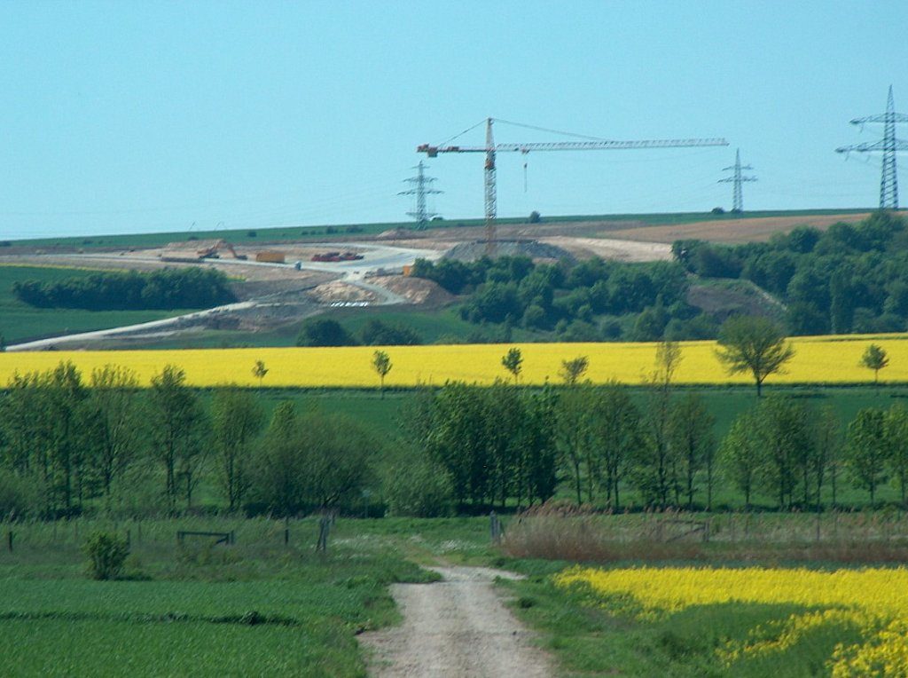 Bauvorbereitungen f�r die neue ICE-Unstruttalbr�cke bei Wetzendorf; 10.05.2008