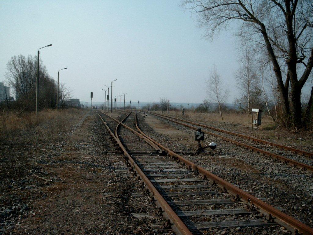 Beginn der Werksgleise am Zementwerk Karsdorf; 2007 (Foto: Dieter Bauer)