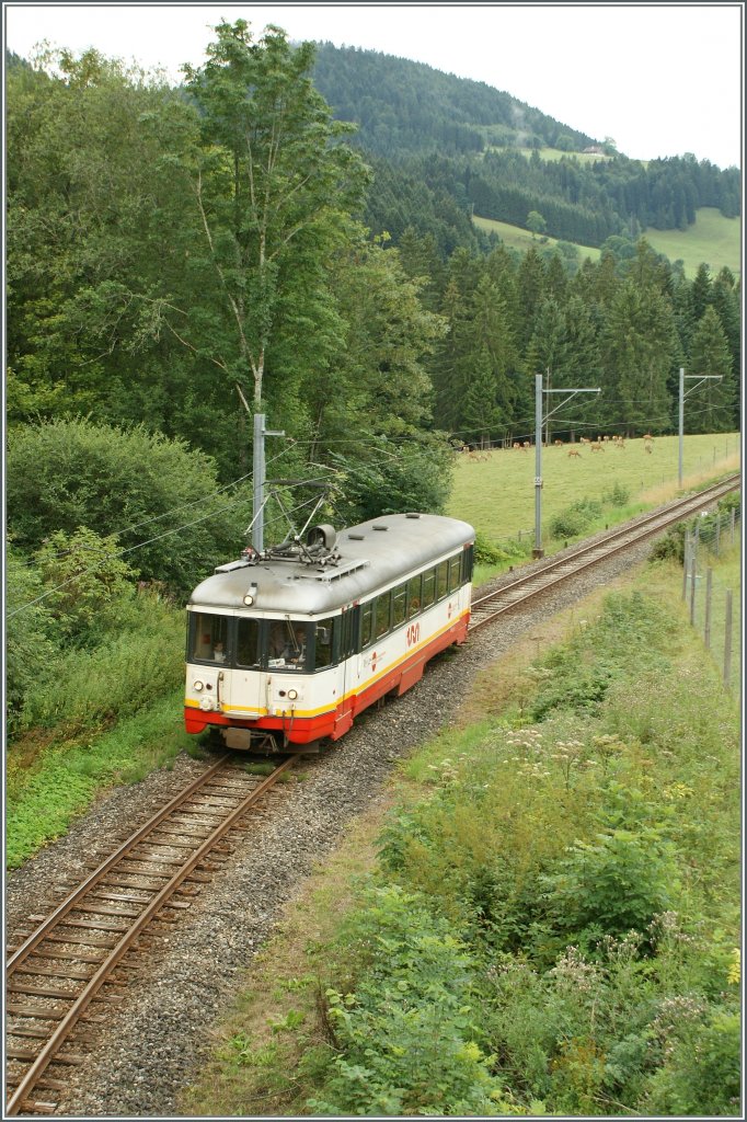 CMN BDe 4/4 N5 als Regionalzug 15 zwischen Les Brenests und Les Frtes am 19. August 2010.