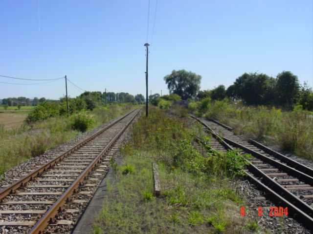 Das Hauptgleis und das ehem. Rangiergleis im Bf Donndorf; 09.09.2004 (Foto: Carsten Klinger)