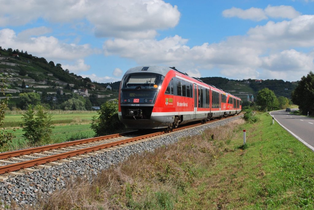 DB 642 230 als Winzerfest-RB von Nebra nach Naumburg Ost, im Unstruttal bei Balgst�dt; 10.09.2011 (Foto: Mario Fliege)