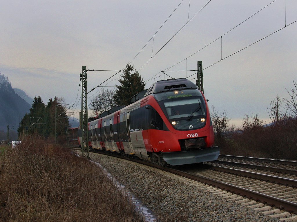 Der 4024 078 am 05.12.2009 als RB nach Kufstein unterwegs bei Niederaudorf. 
