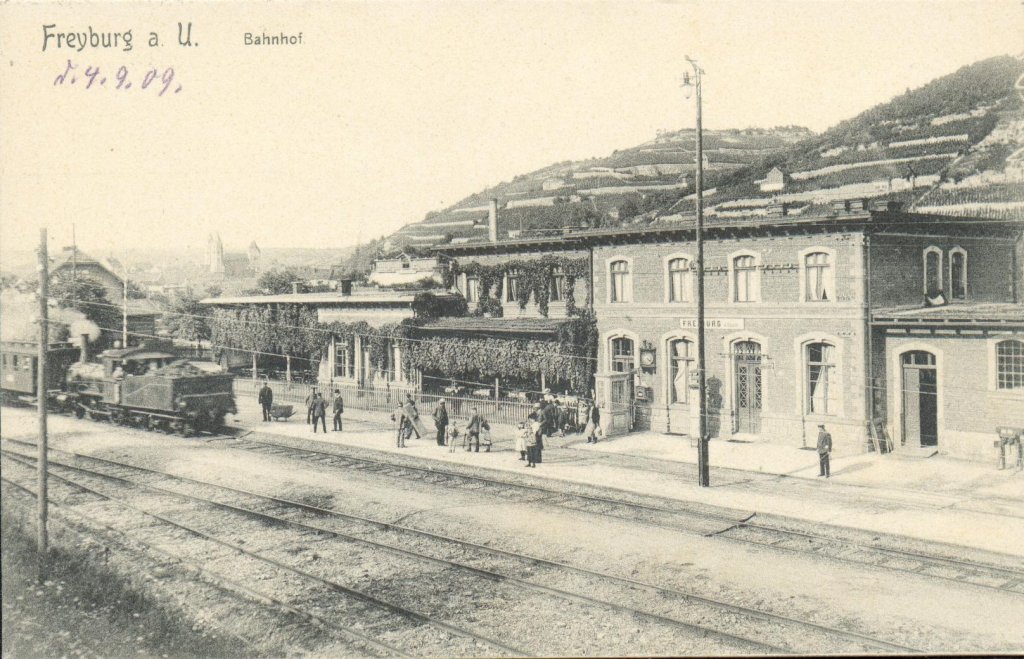 Der Bf Freyburg am 24.09.1909; (Sammlung: Michael B�ttcher)