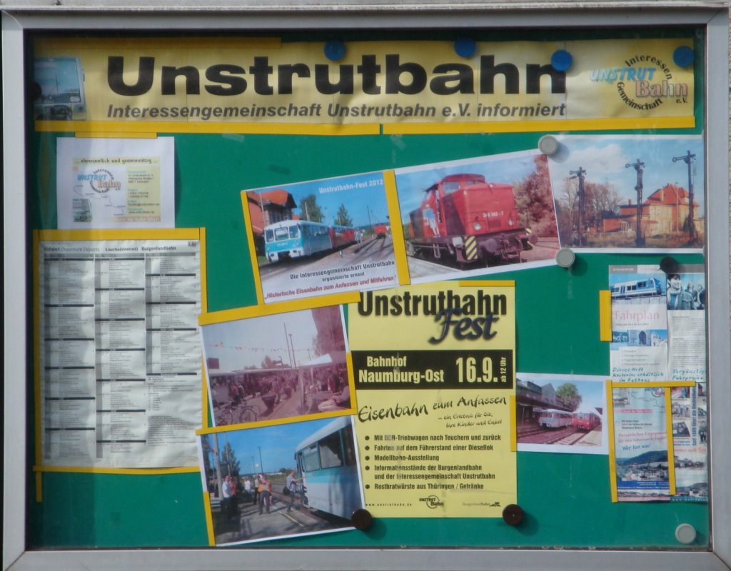 Der Schaukasten der IG Unstrutbahn e.V. am 21.09.2012 am Stadtfeld in Laucha. (Foto: G�nther G�bel)