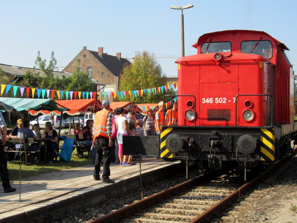 Die 346 502-7 der Erfurter Bahnservice GmbH stand bei unserem 6. Dampflokfest in Karsdorf auch f�r F�hrerstandsmitfahrten bereit; 25.09.2011 (Foto: Dieter Thomas)