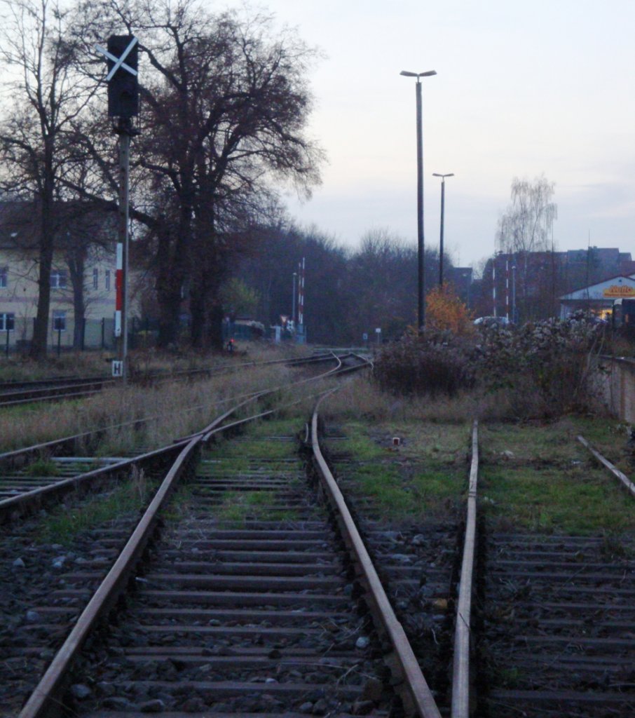 Die Ausfahrtsgleise in Richtung Gehofen am 17.11.2012 in Ro�leben. (Foto: G�nther G�bel)