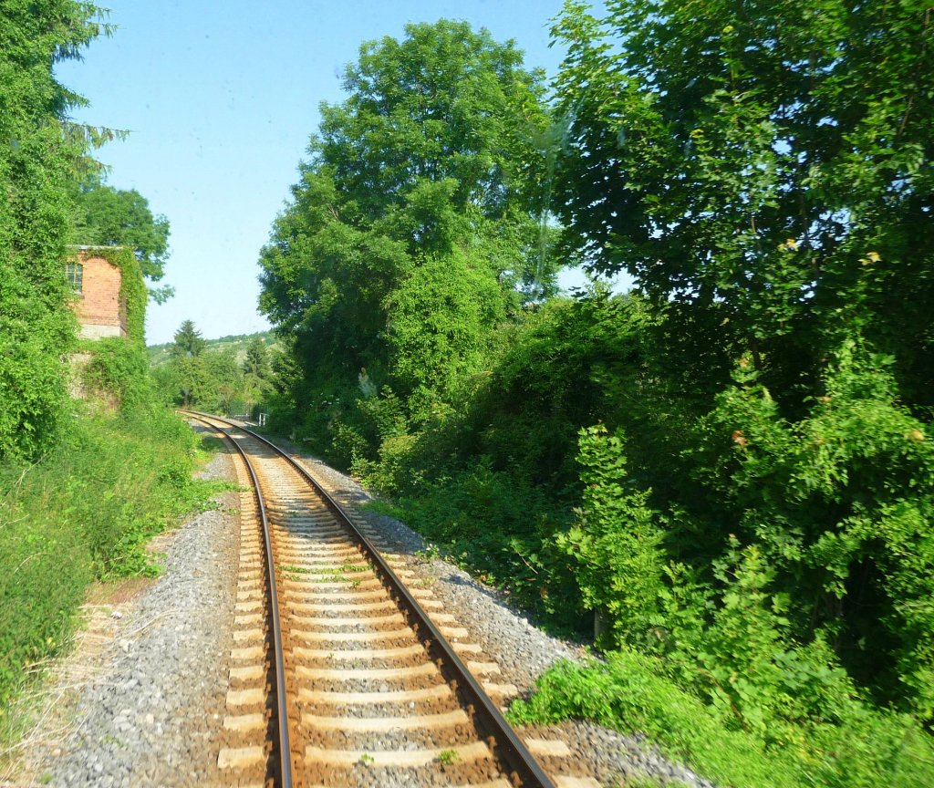 Die Unstrutbahn kurz vor dem B� in Freyburg. Hier soll in naher Zukunft in neuer Haltepunkt entstehen; 29.06.2010