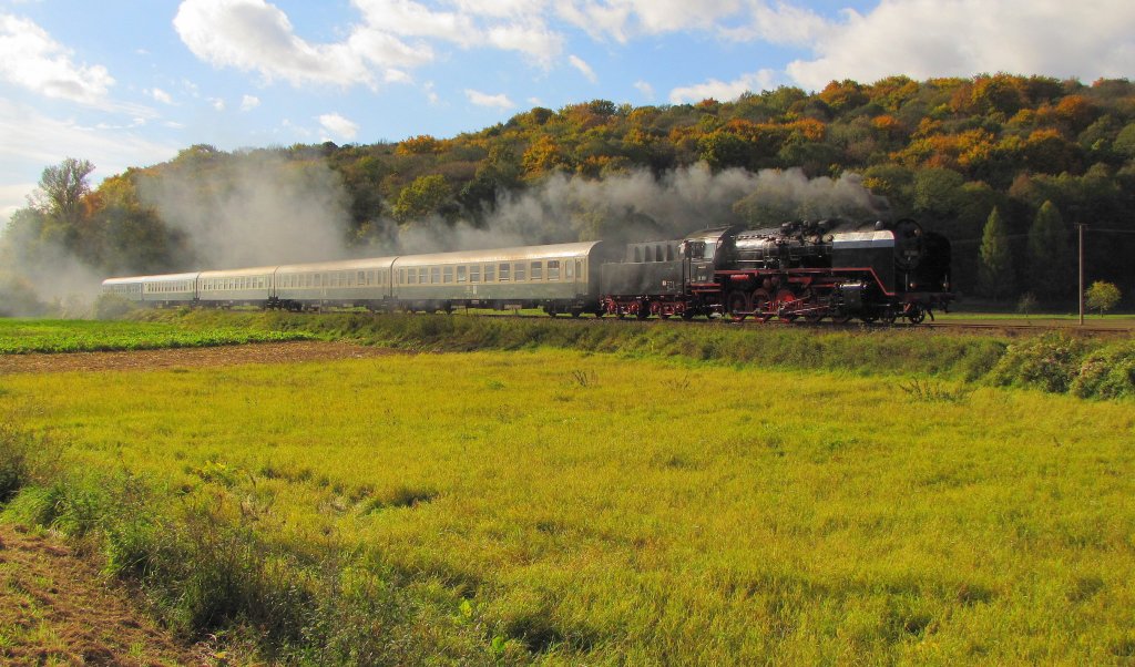 DLW 50 3501 mit dem RE 16590  Rotk�ppchen-Express II  von Camburg nach Freyburg, bei Kleinjena; 24.10.2010