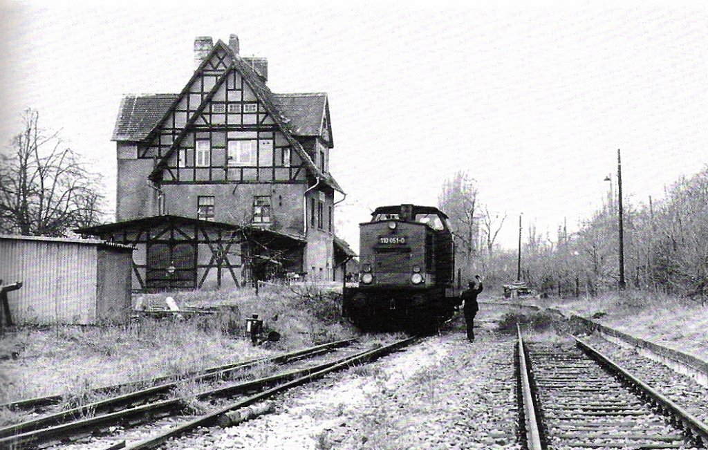 DR 110 051-0 beim umsetzen im Bf Lossa im Februar 1990. (Foto: Dr. Stefan Wilke)