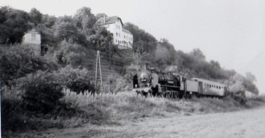DR 38 1182 mit einem Intraflug-Sonderzug von Stuttgart nach Frankfurt (Main), zwischen Kleinjena und Naumburg; 02.09.1983 (Foto: Hans-J�rg Winterberg)
