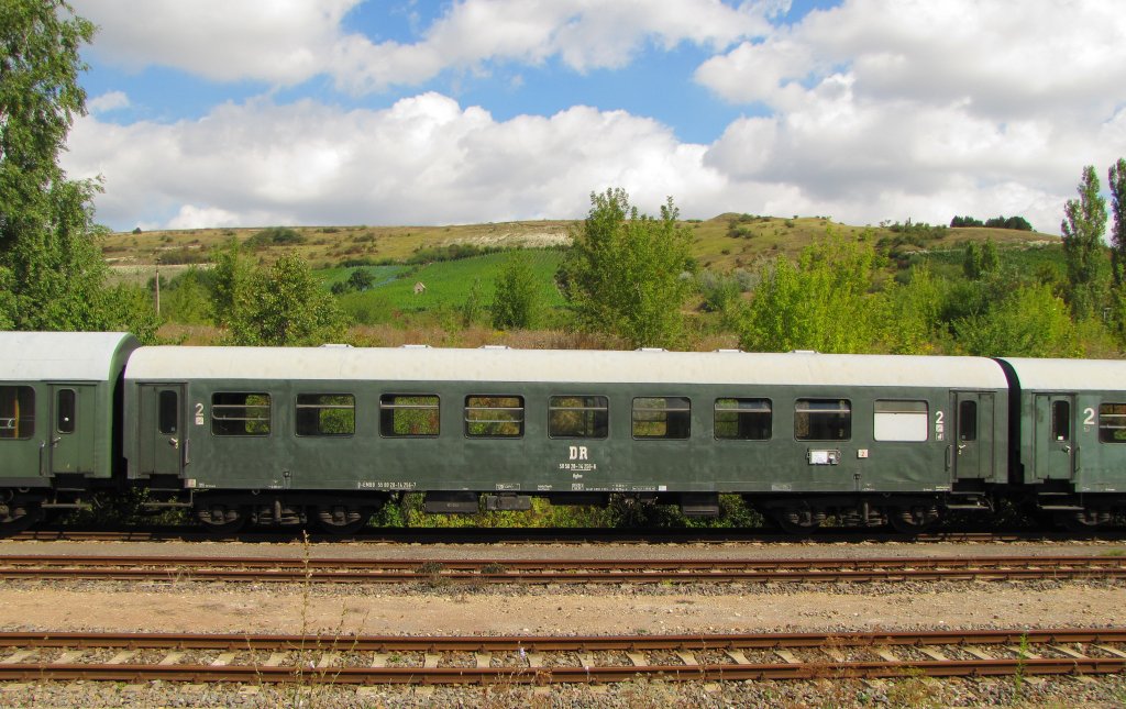 DR 50 50 28-14 256-8 Bghw (D-EMBB 55 80 28-14 256-7) im DLr 80578 aus Freyburg, am 08.09.2012 im alten Bf Karsdorf.