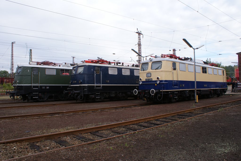 E10 1239, E41 001 und E50 091 am 19.09.2010 in Osnabrck beim Fest 175 Jahre Deutsche Eisenbahn und 125 Jahre Bahnbetriebswerk Osnabrck