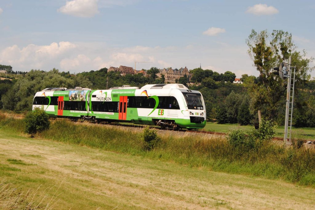 EB VT 201 als RB 34878 von Naumburg Ost nach Wangen, am 26.07.2013 bei Zingst. Der Tw filmte im Auftrag von DB Netz die Strecke und fuhr au�erplanm��ig als RB. (Foto: dampflok015)