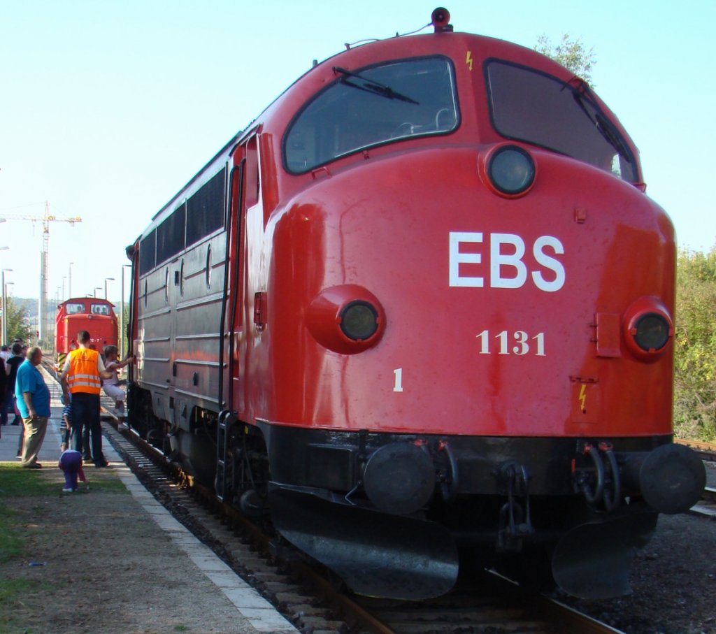 EBS 1131 (92 80 1227 003-1 D-EBS) bei F�hrerstandsmitfahrten zu unserem 6. Dampflokfest im Bf Karsdorf; 25.09.2011 (Foto: G�nther G�bel)