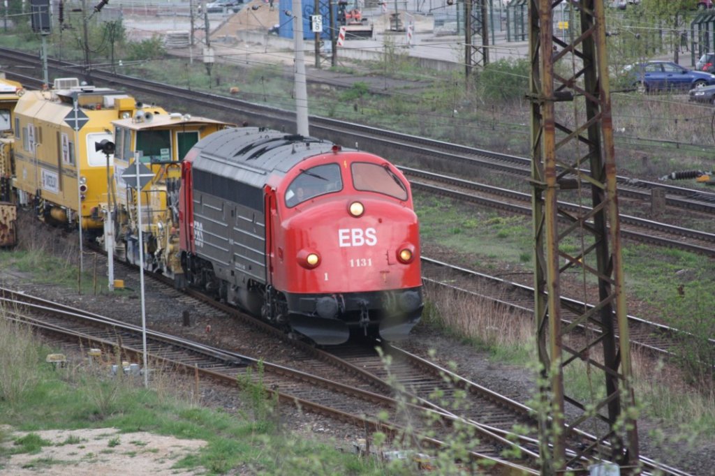 EBS MY 1131 mit einem Bauzug Richtung Bad K�sen, in Naumburg Hbf; 16.04.2011 (Foto: Peter Stumpf)