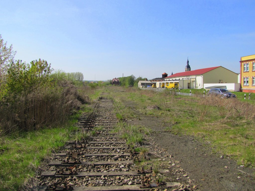 Eins der ehemaligen Rangiergleise im Bf Laucha; 28.04.2010