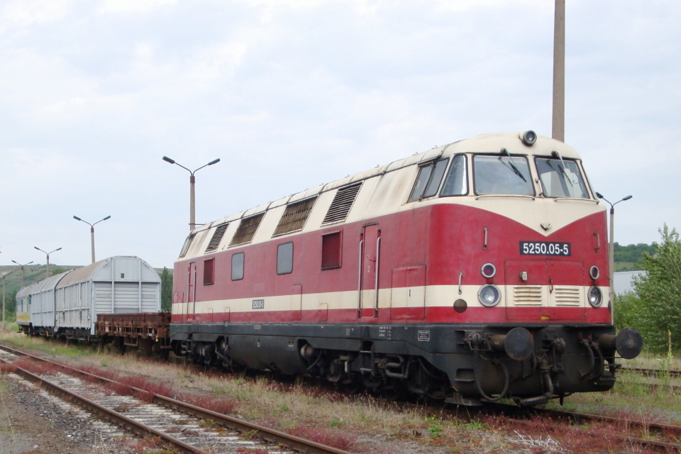 ELP 5250.05-5 (ex DB 228 742-3) am 23.07.2009 abgetsellt am Zementwerk Karsdorf. (Foto: G�nther G�bel)