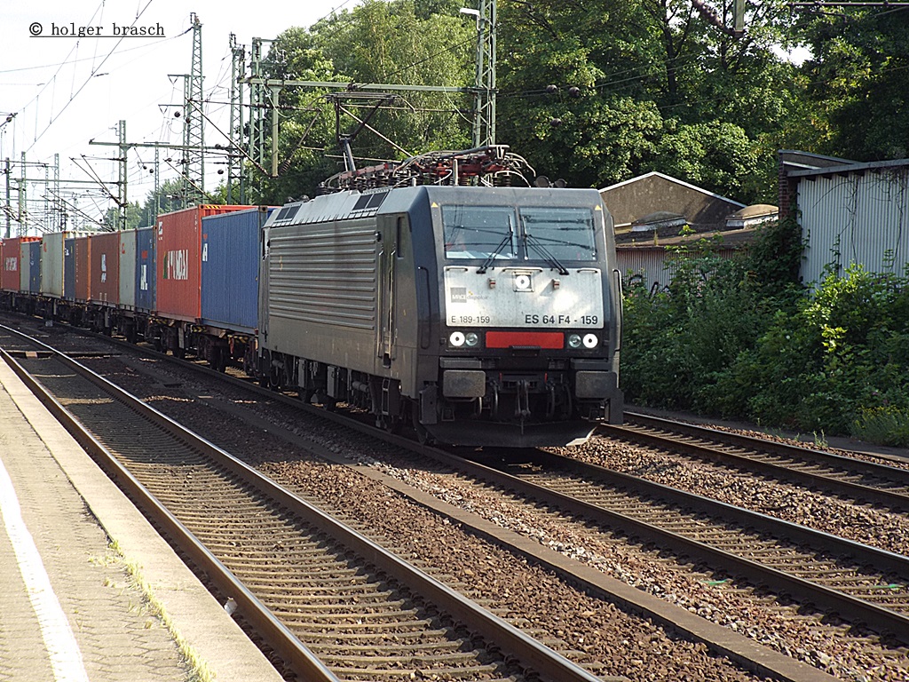 ES 64 F4-159 zog einen intermodal am 13.07.13 durch hh-harburg