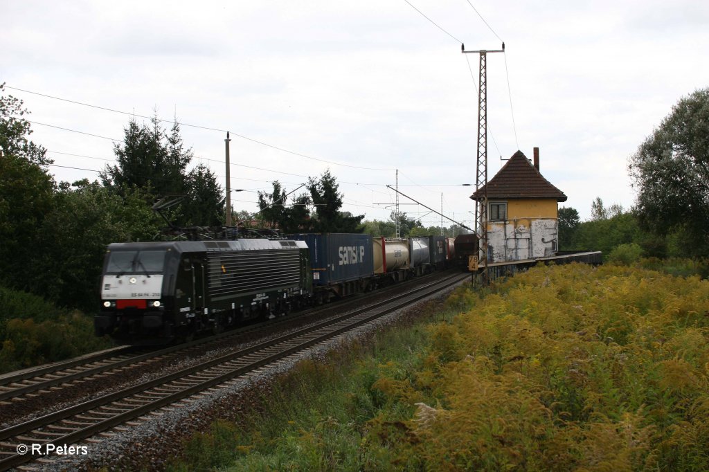 Es 64 F4 210 mit Containerzug bei Frankfurt/Oder Nuhnen. 22.09.12