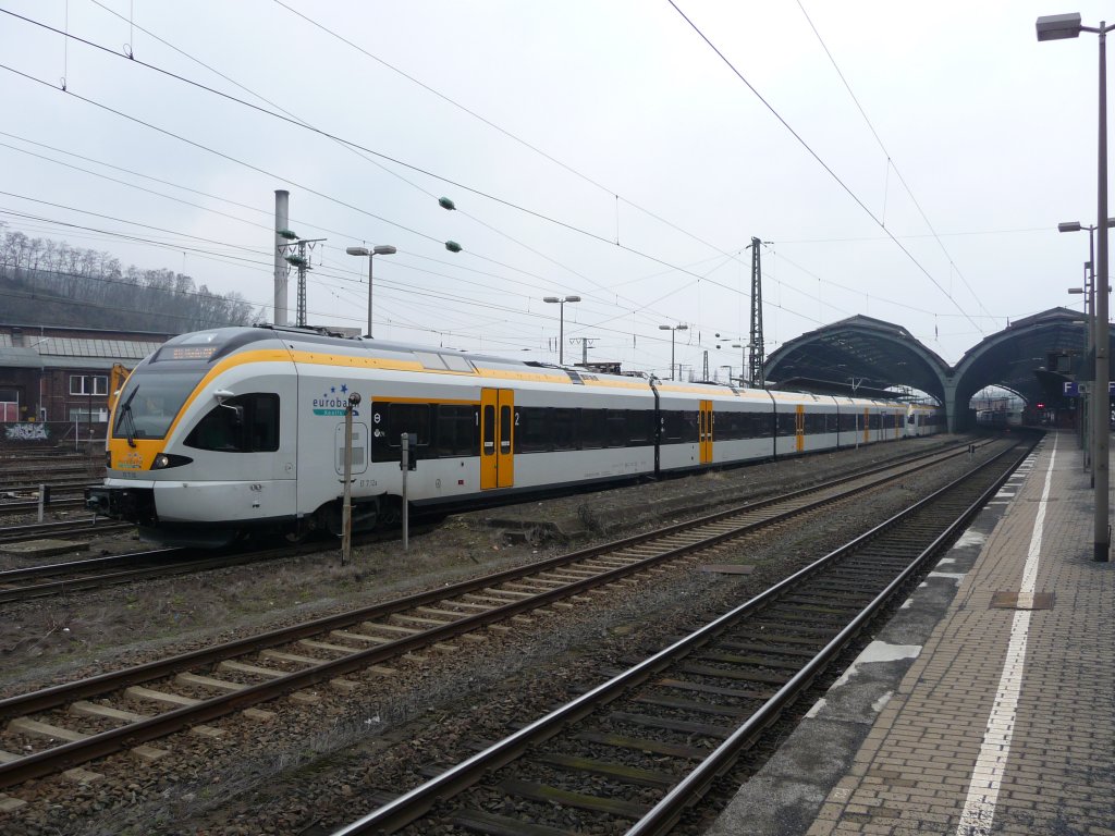 ET 7.12 verlsst am 14.03.2010 den Hagener Hauptbahnhof. RE13 -> Venlo (NL)