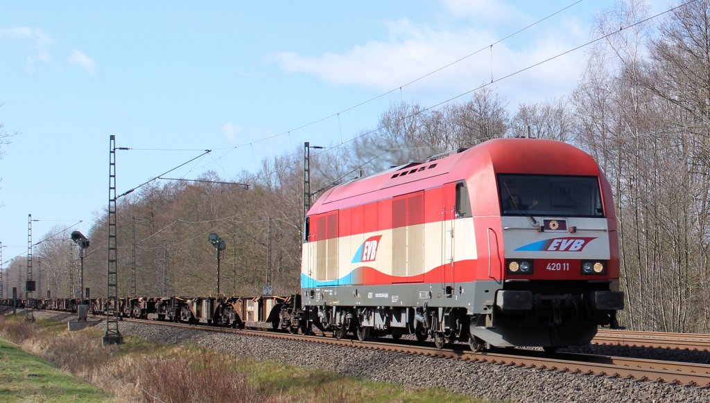 EVB 420 11 auf den Weg in den Hamburger Hafen am 19.03.2012.