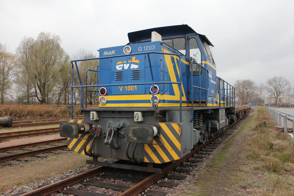 evb/Mittelweserbahn V1001 mit Neuen Logo Abgestellt in Hamburg Walterhof (Dradenau) am 04.12.2012