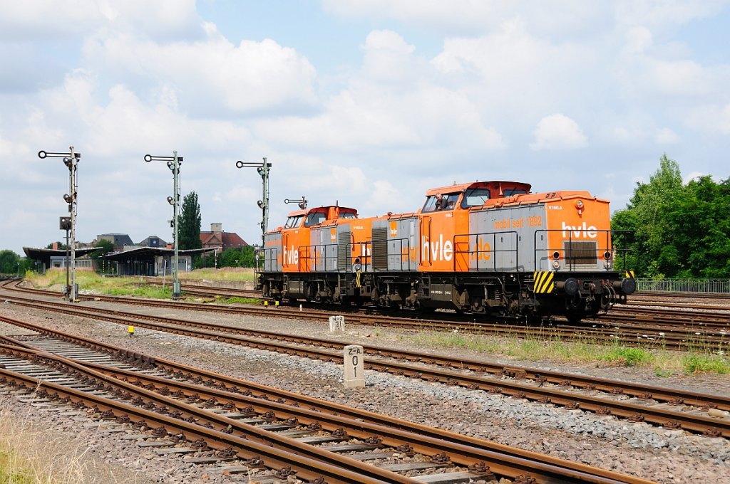 hvle V 160.4 + V 160.6 kamen am 13.07.2013 als Tfzf aus Richtung Leipzig und fuhren in Zeitz in die Abstellung. (Foto: Torsten Barth)