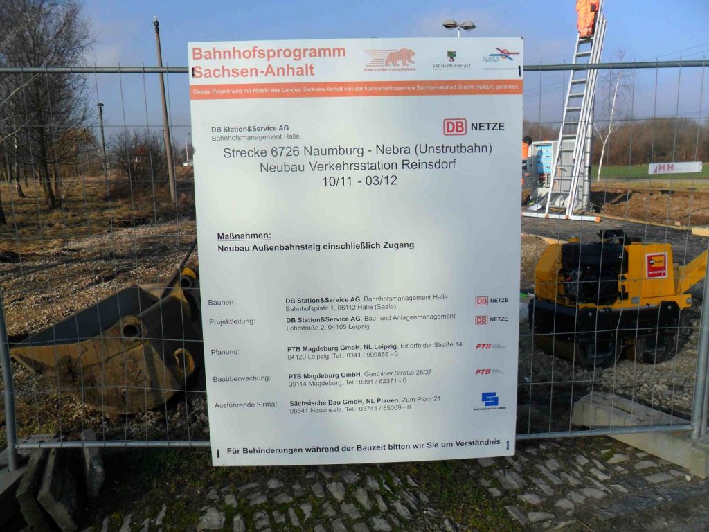 InfoSchild �ber die Baumassnahme des Hp Reinsdorf; 26.01.2012