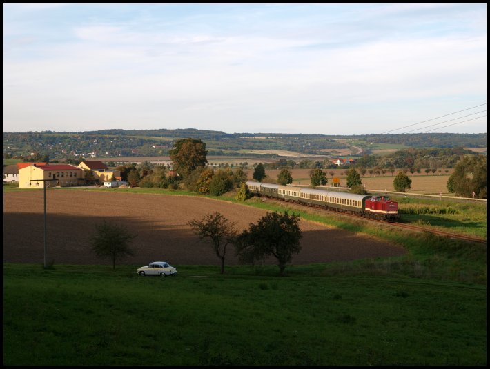 LEG 202 703-5 mit dem RE 16584  Rotk�ppchen-Express  von Freyburg nach Altenburg, bei Kleinjena; 03.10.2010 (Foto: Steffen Tautz)