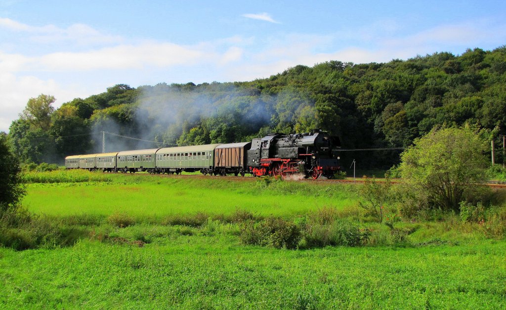 LEG 65 1049-9 mit dem DPE 24885 von Chemnitz Hbf zum Winzerfest nach Freyburg, bei Kleinjena; 10.09.2011