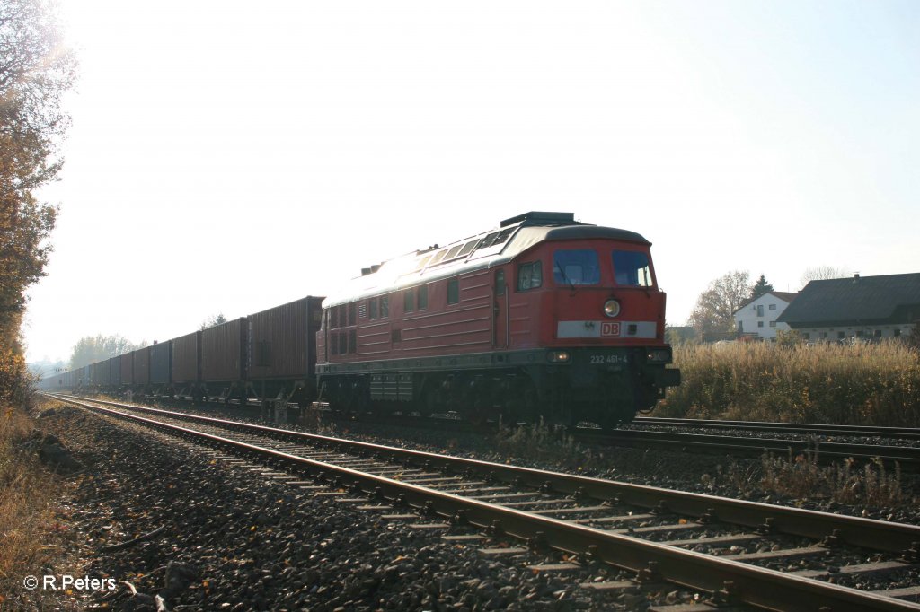 Leider Gegenlichtaufnahme von 232 461-4 mit Containerzug nach Hof bei Schnfeld. 04.11.11