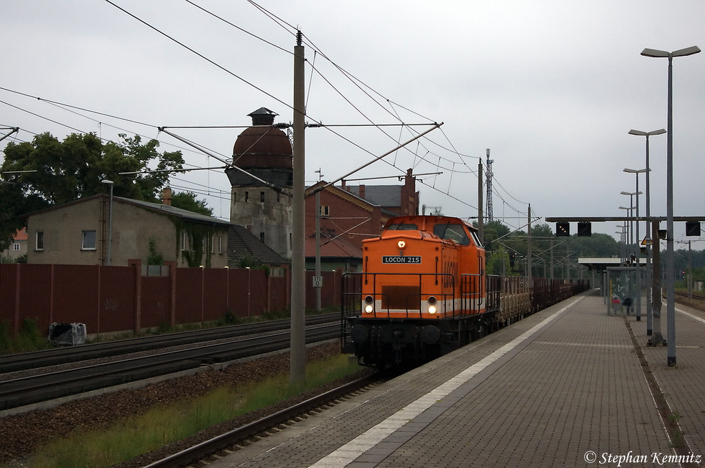 LOCON 215 (203 141-7) LOCON LOGISTIK & CONSULTING AKTIENGESELLSCHAFT mit einem Res Ganzzug in Rathenow und fuhr in Richtung Stendal weiter. 21.06.2012