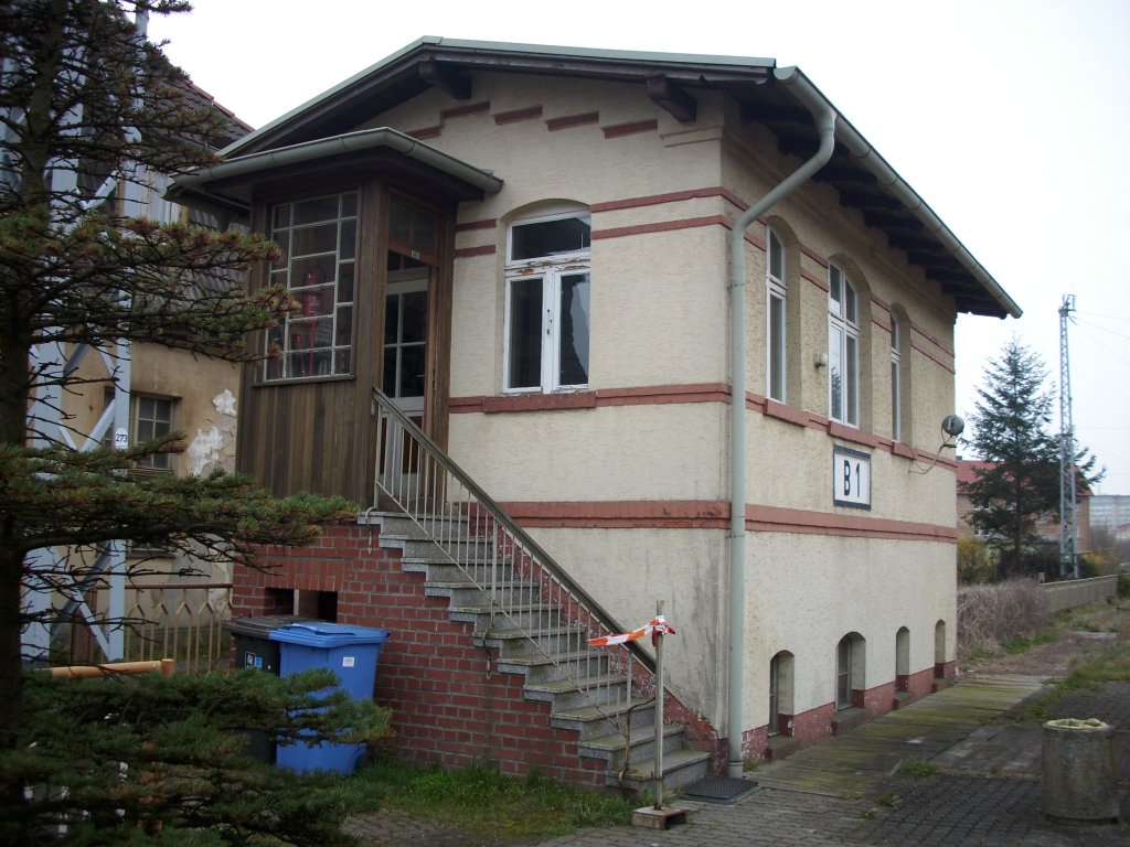 Mechanisches Fahrdienstleiterstellwerk B1 in Sassnitz am 11.April 2008.