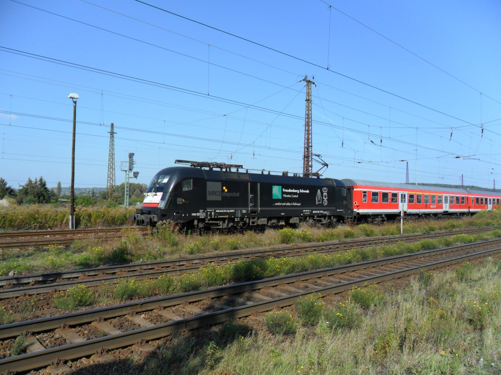 MRCE dispolok ES64 U2-073  Freudenberg Schwab  mit RB nach Eisenach fuhr am 25.09.11 ab Gl. 3(�berholung durch ICE).Dadurch ab Naumburg(Saale) Hbf mit +10 erst weiter.