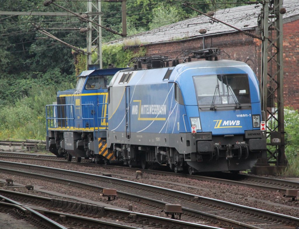 MWB-Lokzug bei der Durchfahrt in Hamburg-Harburg.28.07.2012