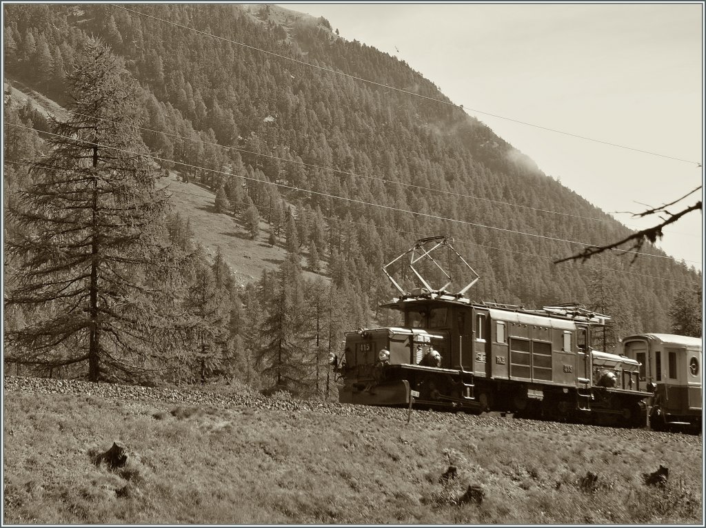 Nach den Rindviechern gab es dann noch eine Notschlachtung: An einer ungeschickten Stelle im Val Bever berraschte mich die wunderschne Ge 6/6 I 415 mit einem Extrazug.
12.11.2011