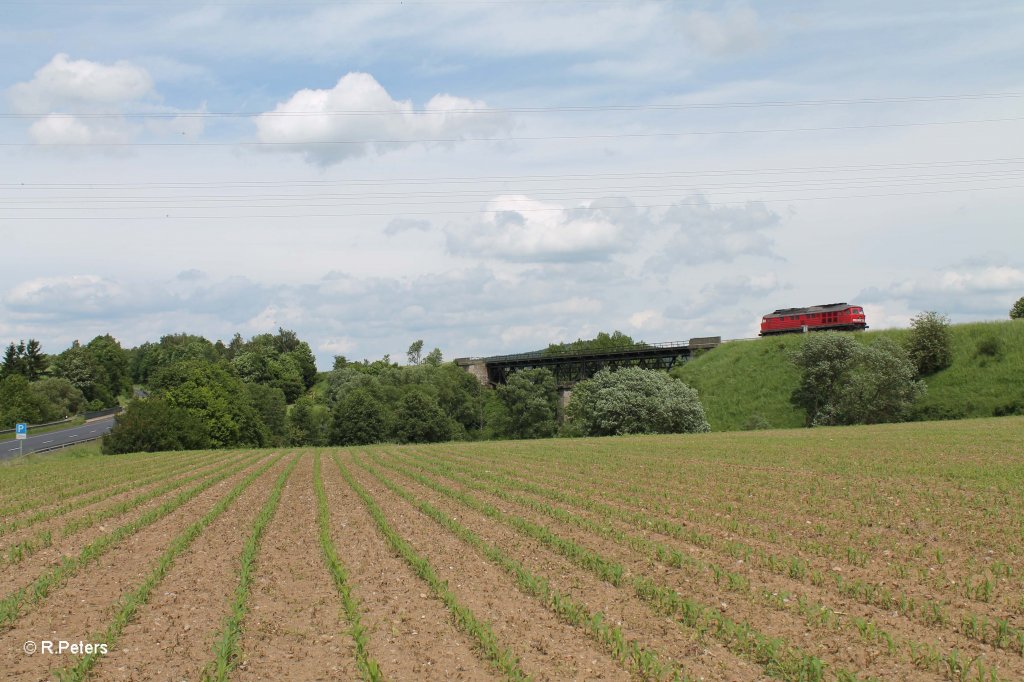 Nachschuss von 232 259-2 kurz vor dem Viadukt bei Seuen. 15.06.13