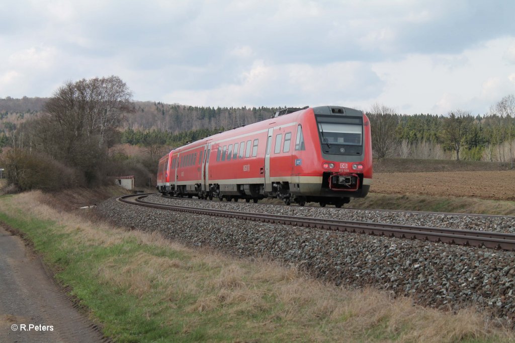 Nachschuss von 612 559 und 593 als RE 59316 Regensburg - Hof bei Oberteich. 17.04.13