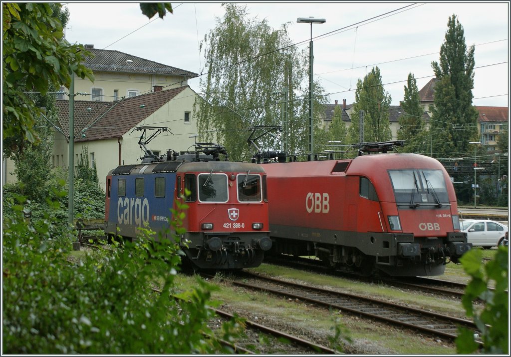 BB 1116 091-8 und SBB Re 421 388-0 im deutschen Lindau.
20.09.2011  