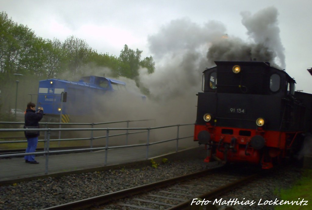 PRESS 204 033-9 & 91 134 im Bahnhof Putbus beim Bahnhofsfest Putbus am 14.5.11