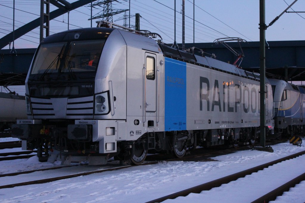 Railpool / evb Logistik Mittelweserbahn 193 802 am 12.03.2013 in Hamburg Waltershof Abgestellt.