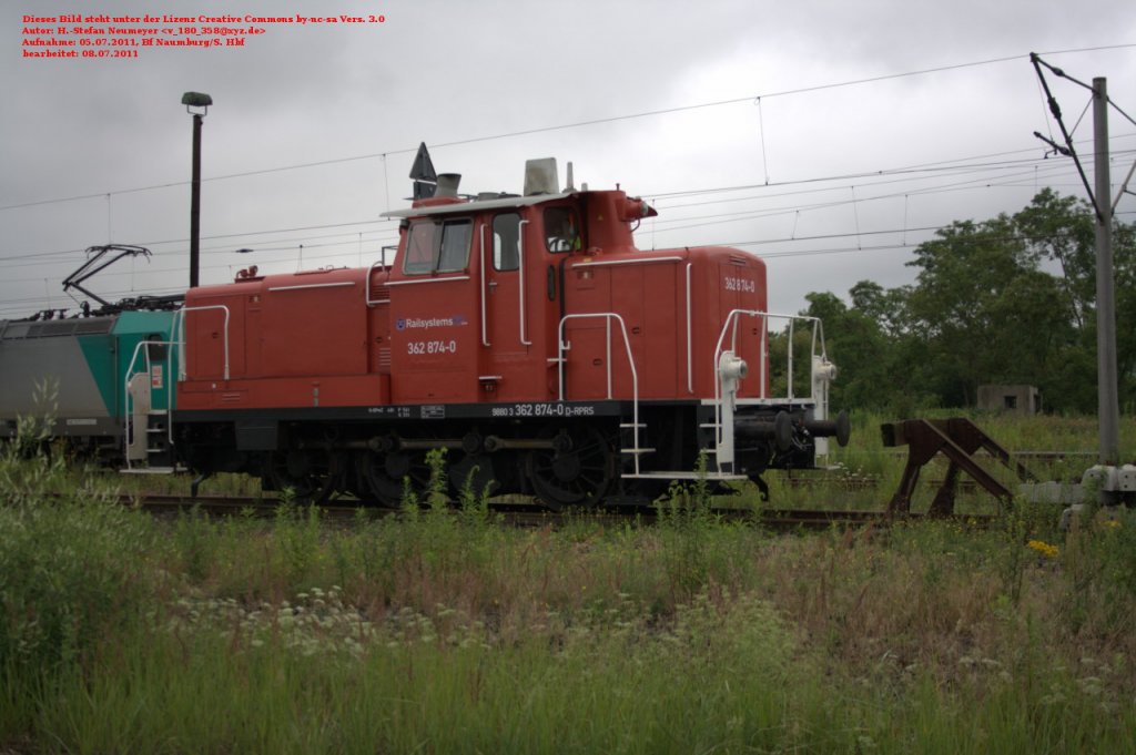 RailsystemsRP 362 874-0 abgestellt in Naumburg Hbf; 06.07.2011 (Foto Heinz-Stefan Neumeyer)