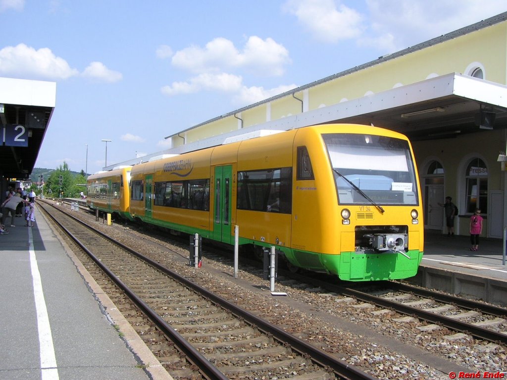 Regioshuttle von der Oberpfalzbahn im Bahnhof von Schwandorf.