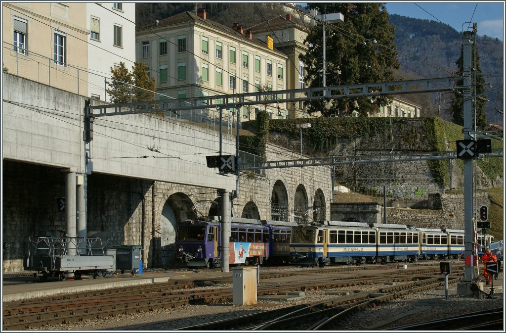 Rochers de Nayes Triebwagen in Montreux.
6. Mrz 2012