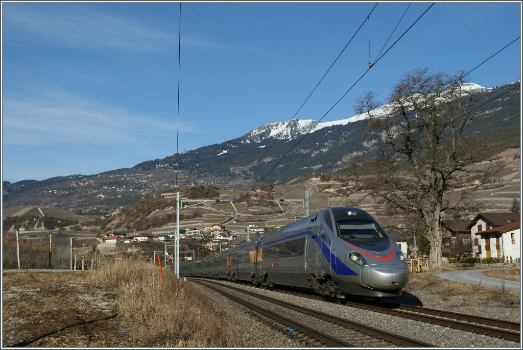 SBB ETR 610 nach Venezia S.L. bei Salgesch. 
05.03.2011